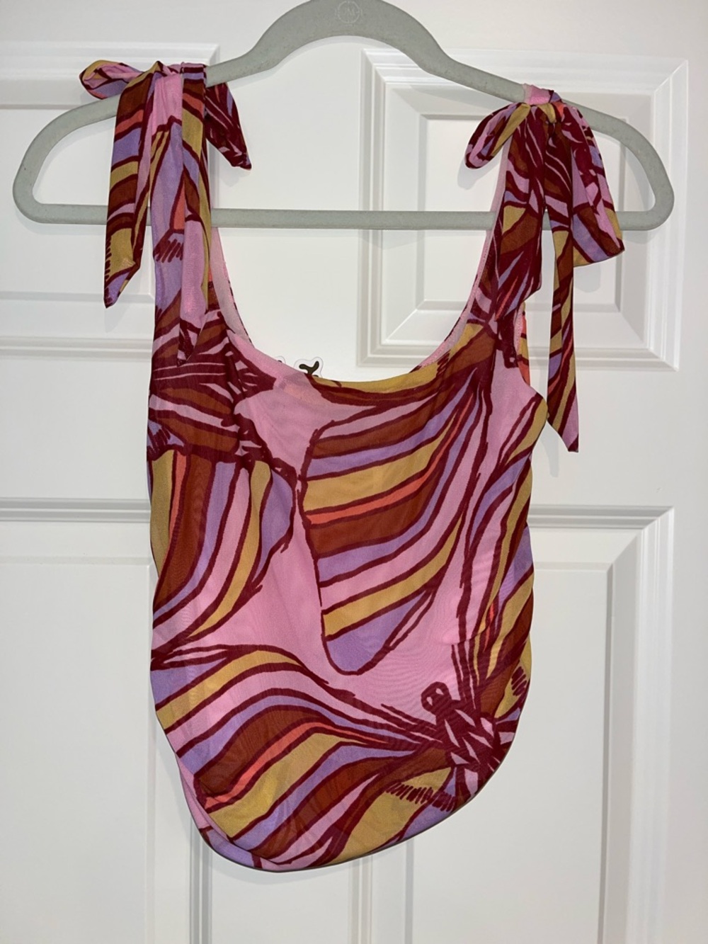 Free People Pink Multi-Stripe Tie-Shoulder Camisole